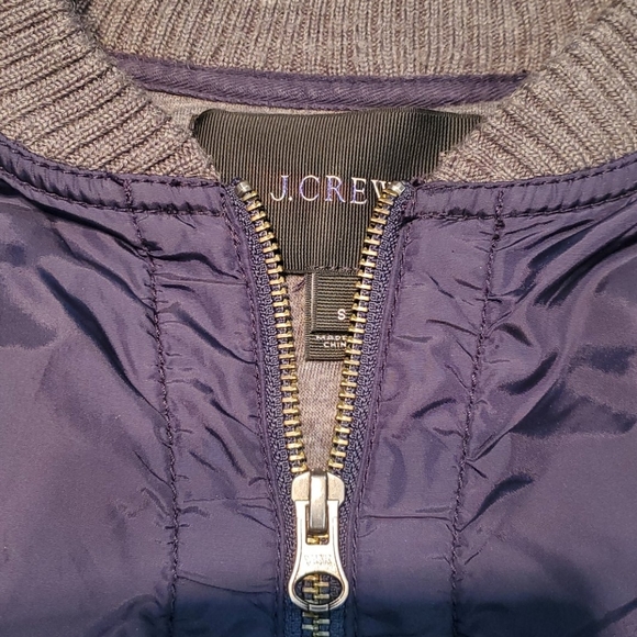 J.Crew Navy and Grey Relaxed Bonded Nylon Bomber Full Zip Jacket Size Small - Picture 4 of 7